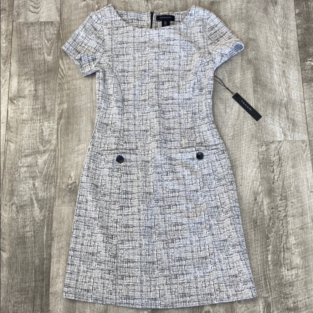 Tahari Mini Black & White Dress with Pockets